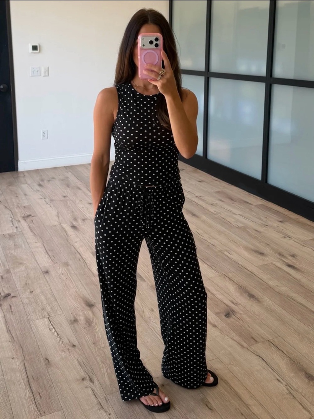 Polka Dot Wide-Leg matching set - Black